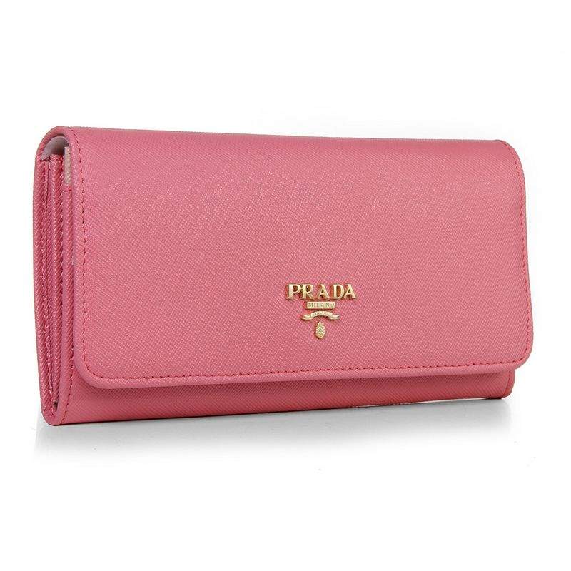 Knockoff Prada Real Leather Wallet 1137 pink - Click Image to Close